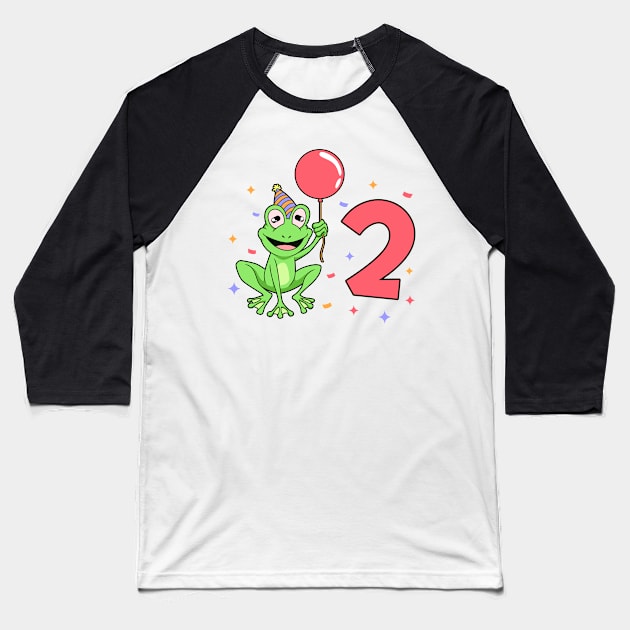 I am 2 with frog - kids birthday 2 years old Baseball T-Shirt by Modern Medieval Design